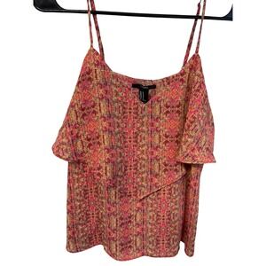 Retro Forever 21 Fairycore Y2K Boho Cami  Psychedelic Flounce Tank Top Medium